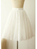 Ivory Dotted Tulle Knee Length Skirt